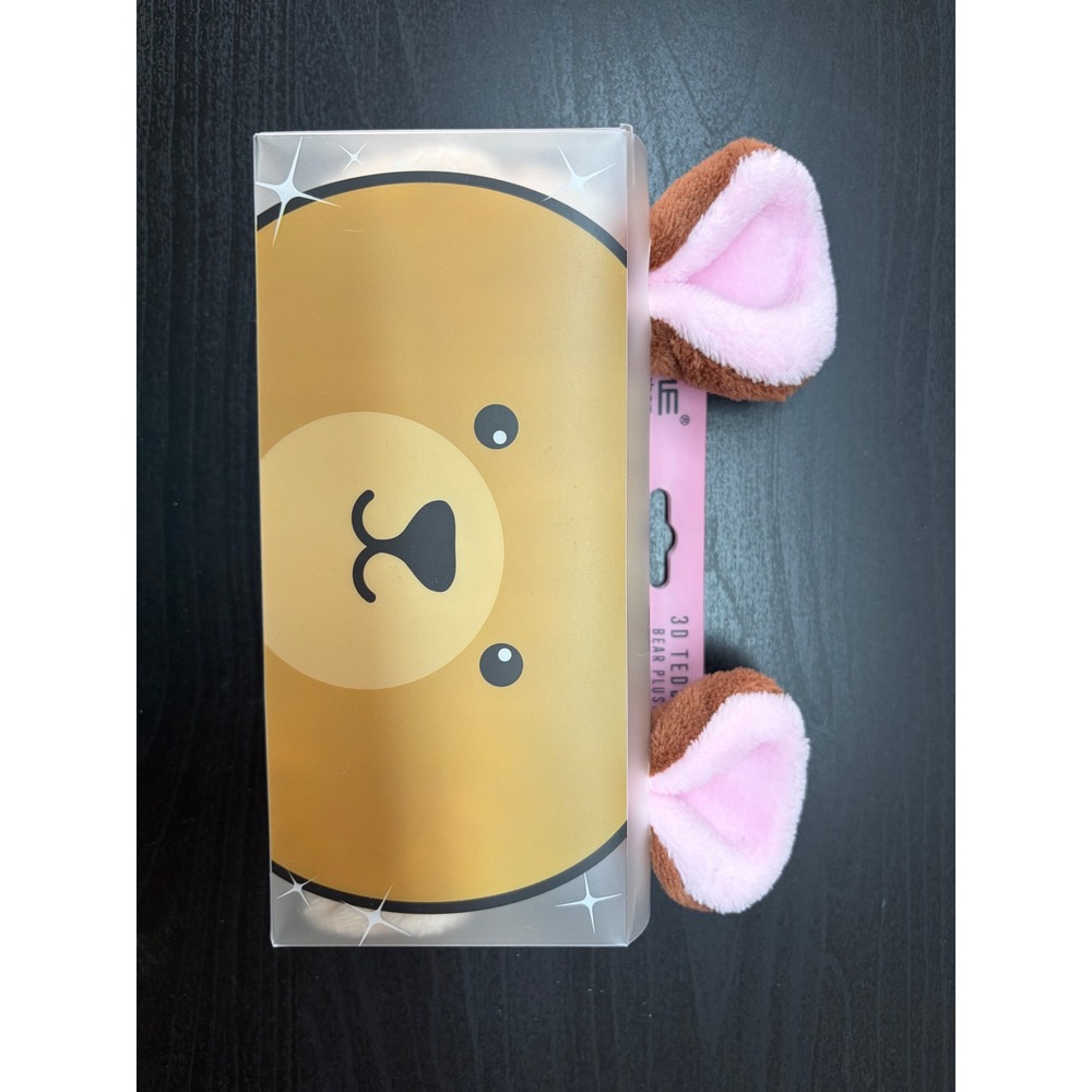 The Creme Shop 3D Teddy Headband Bear Plushie Spa Headband Brown Pink THP5292